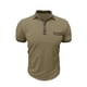 thumbnail image 4 of Blusa y camisa de manga corta con cuello vuelto para hombre, estilo casual, de color liso, con solapa, mangas, cuello redondo, botones y bolsillo., 4 of 7