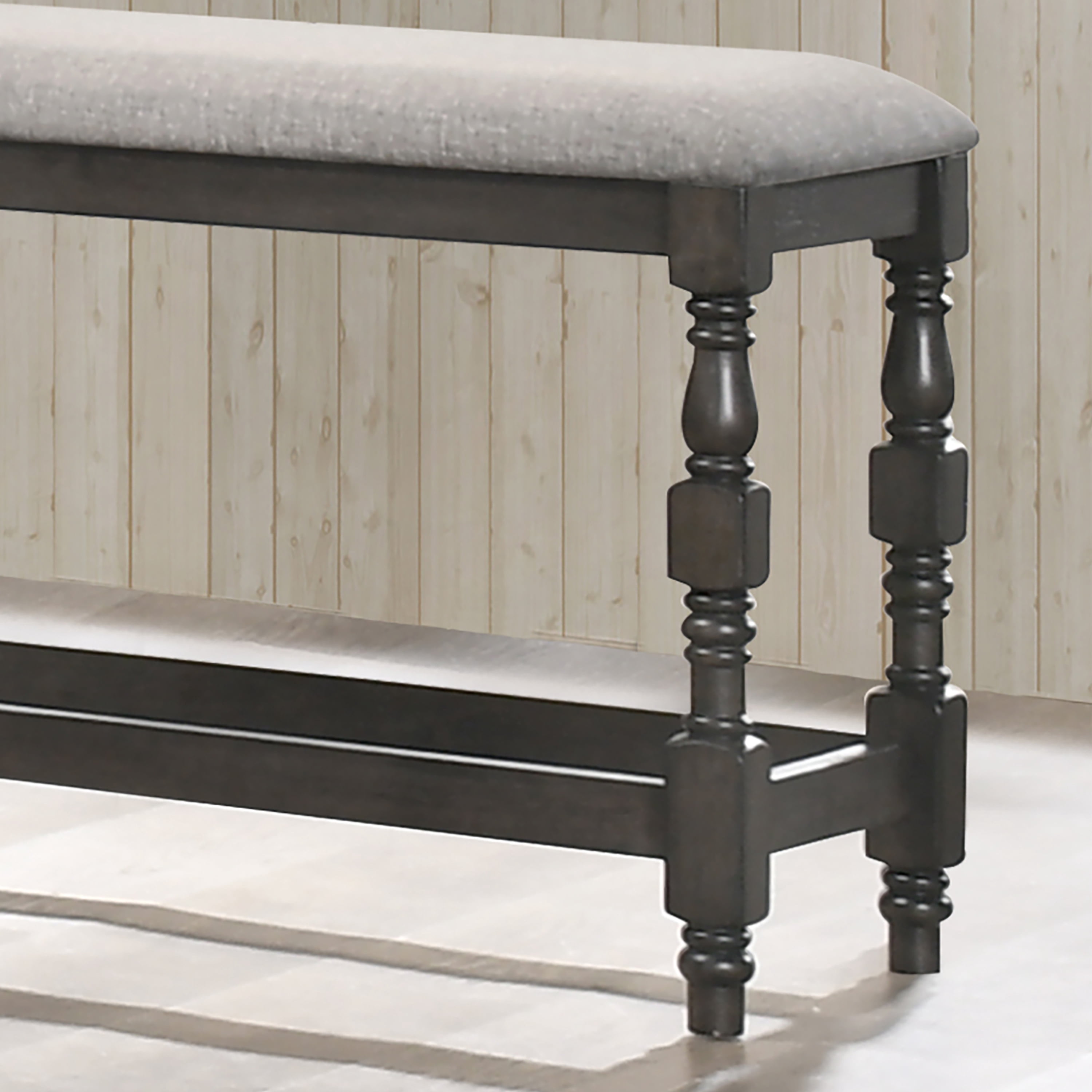 Furniture of America Yelle Padded Counter Height Bench, Gray