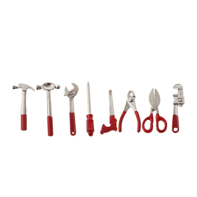 Juego de Herramientas Zulema 8pcs Miniatura de Herramientas de Mano de Metal Casa de muñecas