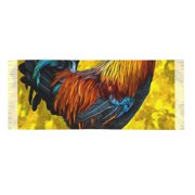 Rateoe Colorful Rooster Women's Traditional Scarf Wrap Tassel Shawl Fringes Neck Head Shawl Retro Scarf