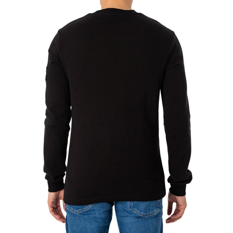 Jeans Badge Black T-Shirt, Klein Calvin Longsleeved Waffle