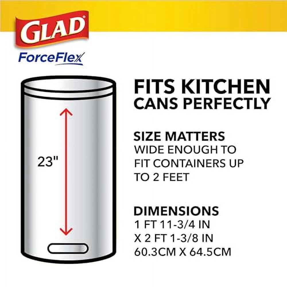 Glad Trash Bags, ForceFlex Tall Kitchen Drawstring Garbage Bags, 13 Gal, Fragrance Free, 110 Ct, Package May Vary