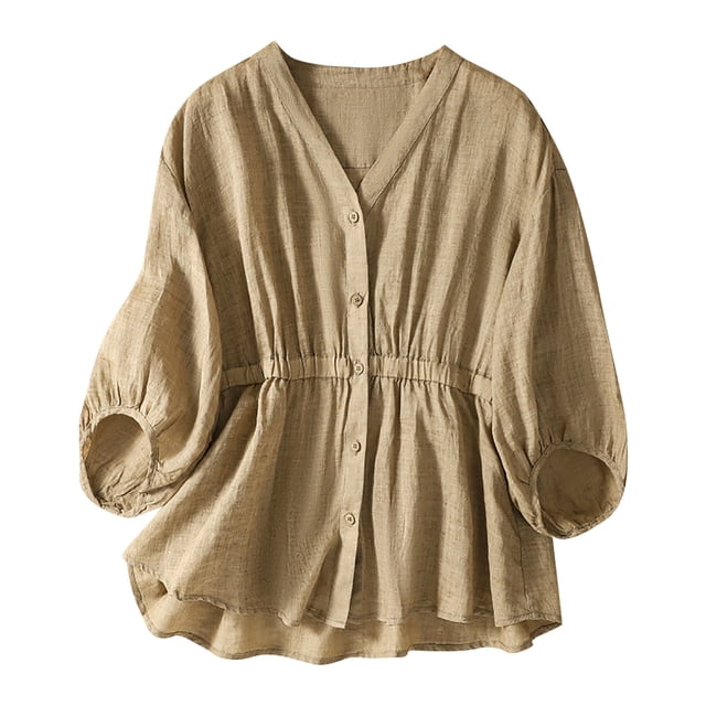Birdeem T-Shirt Mode Décontracté pour Femmes Manches Courtes Col en V Chandail en Molleton Blouse