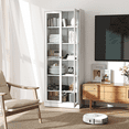 thumbnail image 3 of 72" Tall Metal Storage Cabinet with 5 Adjustable Shelves, Kitchen Pantry Cabinet with 3 Side Hooks and Adjustable Foot, Freestanding Cupboard for Kitchen, Dining Room, Living Room, White, 3 of 8
