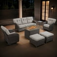 thumbnail image 2 of Bellefurn 7 Pieces Outdoor Patio Furniture Set with Fire Pit Table,Swivel Glider Chair,Sectional Sofas,PE Wicker Rattan Patio Conversation Sets for Porch Balcony Patio Deck, 2 of 12