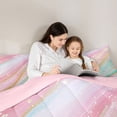 thumbnail image 6 of Feelyou Women Fashion Marbling Bedding Comforter Set, Dreamy Abstract Ombre Twin Comforter Sets, Marble Artwork Pink Green Reversible Bedding Set, Luxury Bedroom Decor, 2-Piece, 6 of 9