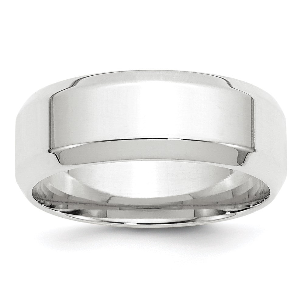 Diamond2Deal 14K White Gold 8mm Beveled Edge Men's Wedding Band Size 9