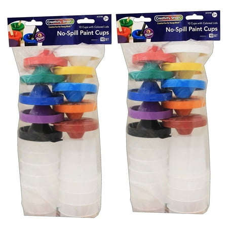 UPC: 0194629007387 | Pacon Creativity Street No Spill Paint Cups Dual Lid Storage Cups – 10 Per Pack – Pack of 2