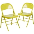 thumbnail image 1 of 2 Pk. HERCULES COLORBURST Series Twisted Citron Triple Braced & Double Hinged Metal Folding Chair, 1 of 9