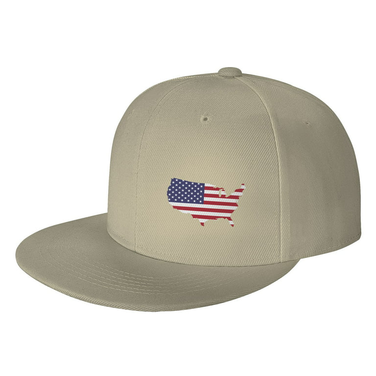 TEQUAN Flat Brim Hat Snapback Hats, America Country Flag Pattern Adjustable  Men Baseball Cap (Yellow)