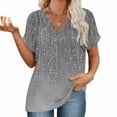 thumbnail image 4 of Womens Summer Tops V Neck Short Sleeve Shirts Trendy Casual Vacation Printing Tee Shirts, 4 of 7