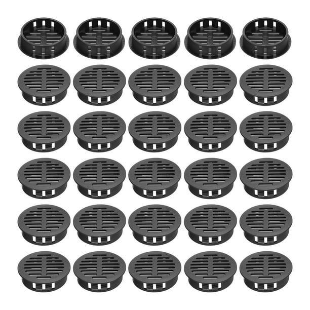 Uxcell 30Pcs 35mm/1.4in Válvulas de aire redondas Soffit, Cubierta de ventilación negra para baño