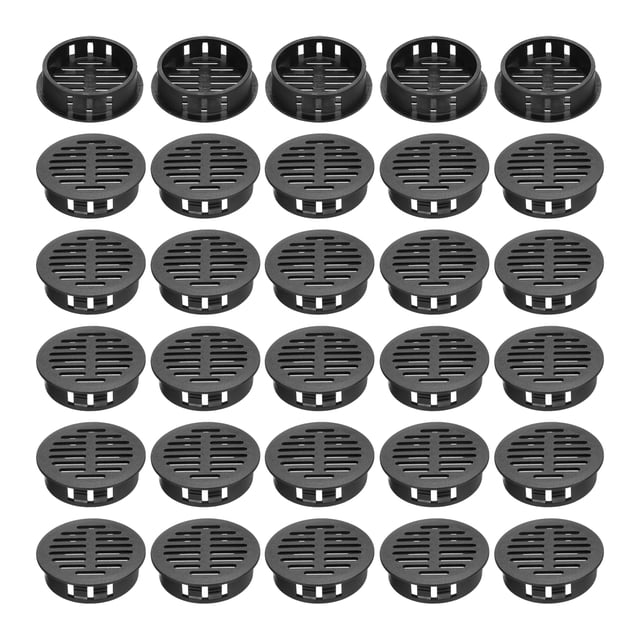 Uxcell 30Pcs 35mm/1.4in Válvulas de aire redondas Soffit, Cubierta de ventilación negra para baño