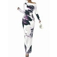 thumbnail image 3 of Women'S Bodycon Maxi Dress Fall Spring Fashion Long Sleeve Floral Print Tight Fitted Party Club Ruched Dresses Purple S, 3 of 7