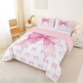 thumbnail image 2 of Erosebridal Cute Bowknot Queen Comforter Set for Girls, Pink Ribbon Bedding Comforter Set, Pink Reversible, 1 Comforter and 2 Pillowcases, 2 of 6