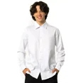 thumbnail image 3 of Men's Solid White Dress Shirt Stretch Cotton Tailored Slim Fit Long Sleeve Spread Collar Non Iron Button Down (US, Neck Sleeve, 14, 14.5, 32, 33, White French Cuff), 3 of 7