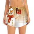 thumbnail image 3 of Uemuo Christmas Snowman Gift Pattern Women's Athletic Shorts High Waisted Running Shorts with Liner Pockets Gym Elastic Workout Shorts-, 3 of 9