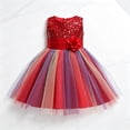thumbnail image 7 of Toddler Girls Sparkly Sequin Rainbow Tulle Dress Soft Cotton Lining Flower Waist Princess Gown for Special Occasion Photoshoot Halloween, 7 of 7