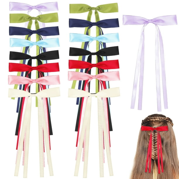 16 pinzas para el pelo con lazo, pasadores, lazos y lazos para peinar, bonitos accesorios para el pelo con cintas para mujeres y niñas