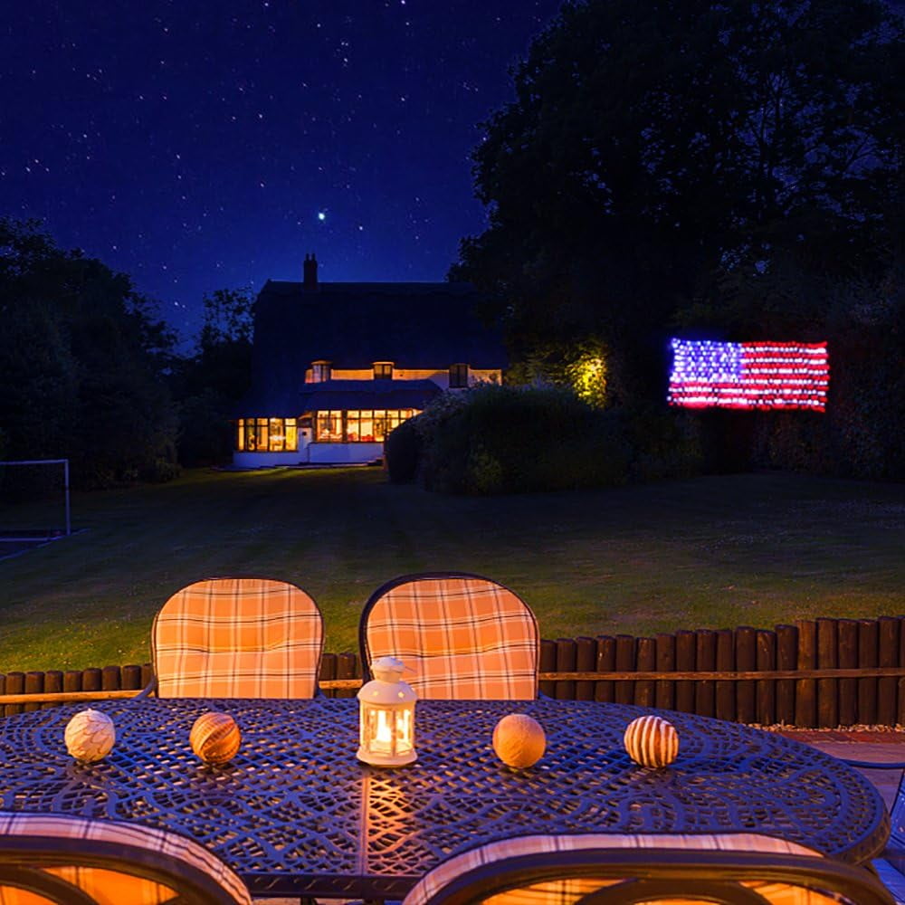 WILLED LED Flag Net Lights of The United States, Waterproof American Flag String Light for Christmas,Festival, Holiday, Independence Day, Memorial Day, Decoration, Garden, Yard, Indoor and Outdoor