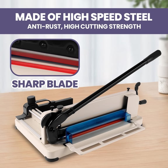 Heavy Duty Paper Cutter 12 Inch, Guillotine Paper Cutter 500 Sheet Capacity, A4 Paper Trimmer Solid Steel with Safety Lock, Rotary Paper Trimmer for Home Office High Volume Trimming