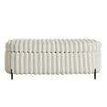 thumbnail image 6 of GZXS 49.2" Faux Fur Flip-Top Storage Bench with Black Metal Legs, Oval End-of-Bed Footrest for Living Room, Entryway, Dorm, and Bedroom (Beige), 6 of 6