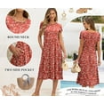 thumbnail image 3 of Women's Summer Short Sleeve A-Line Midi Dresses Casual Floral T-Shirt Dresses Flowy Beach Sundress with Pockets, 3 of 4