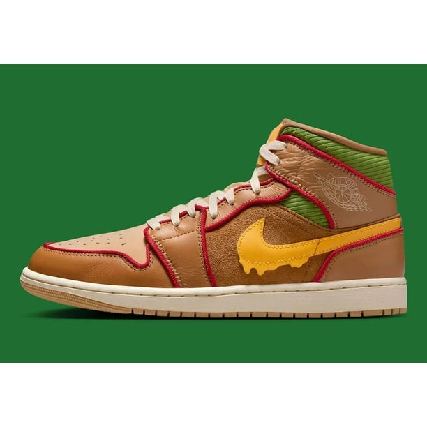 N I-K-E A i r-Jor-dan 1 Mid SE "Flax/Coconut Milk/University Gold" Men's Shoe Size