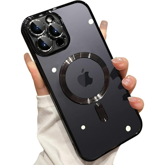 for iPhone 15 Pro MagSafe Case with Camera Lens Protector,Full Protection Clear Magnetic Case Compatible with MagSafe Elegant Anti-Scratch Case Cover for iPhone 15 Pro Gold