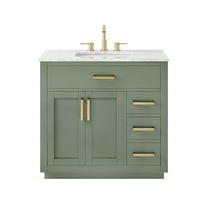 Altair-17 36" Single Bathroom Vanity Set in Vintage Green, Carrara White Marble Countertop