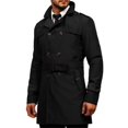 thumbnail image 2 of LANGWYQU Double Breasted Men Solid Color Button Trenchcoat Male Lapel Waterproof Jacket Coat, 2 of 5