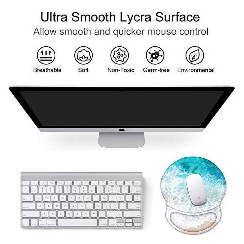 iCasso Mouse Pad, Ergonomic Mouse Pad with Gel Wrist Rest Support, Durable & Comfortable Large Non-Slip Pain Relief Mousepad for Office, Home - Easy Typing and Gaming (Beach) - image 5 of 8