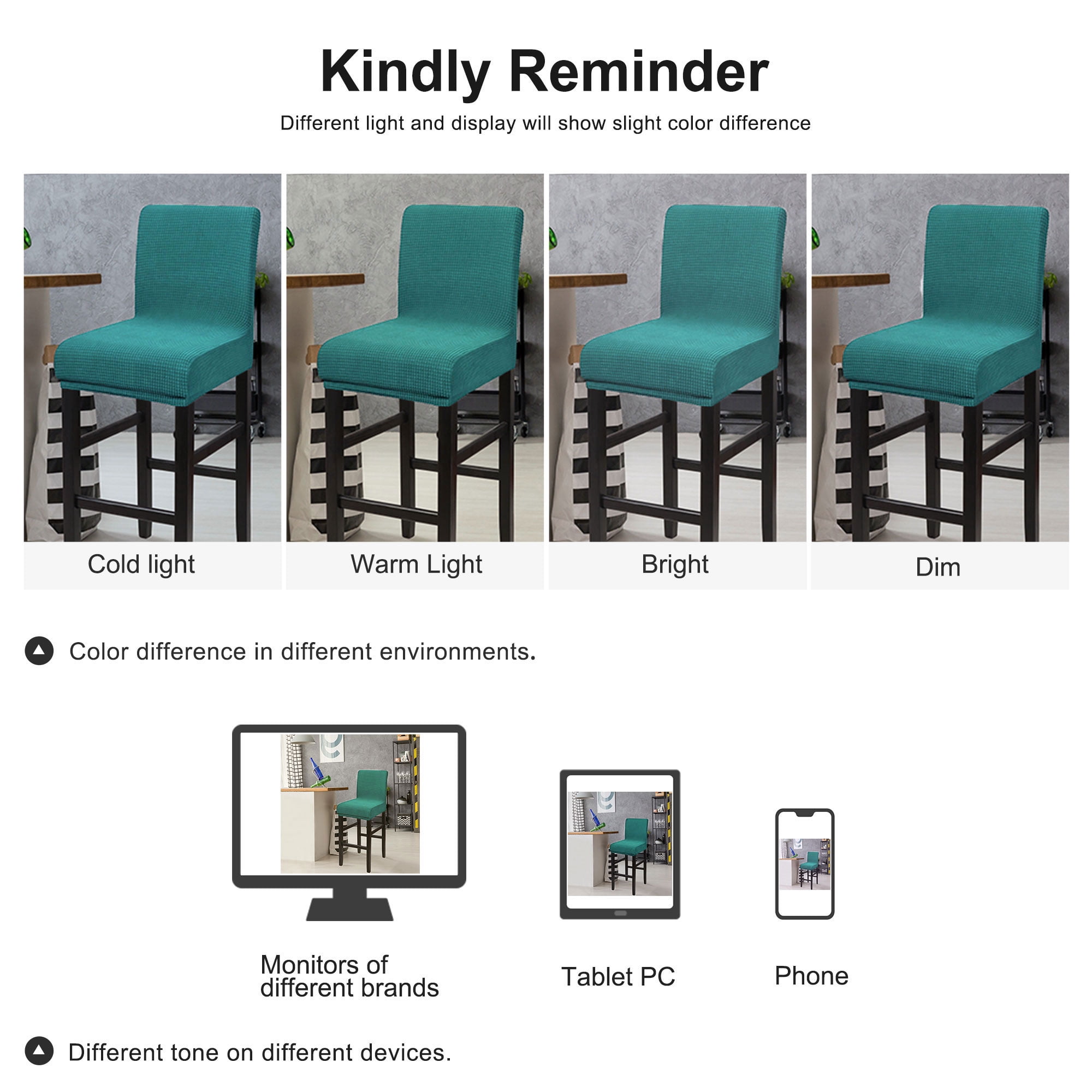 Unique Bargains Polyester Stretch Bar Stool Covers Elastic Band Mid Back Chair Slipcover Teal 2 Pcs