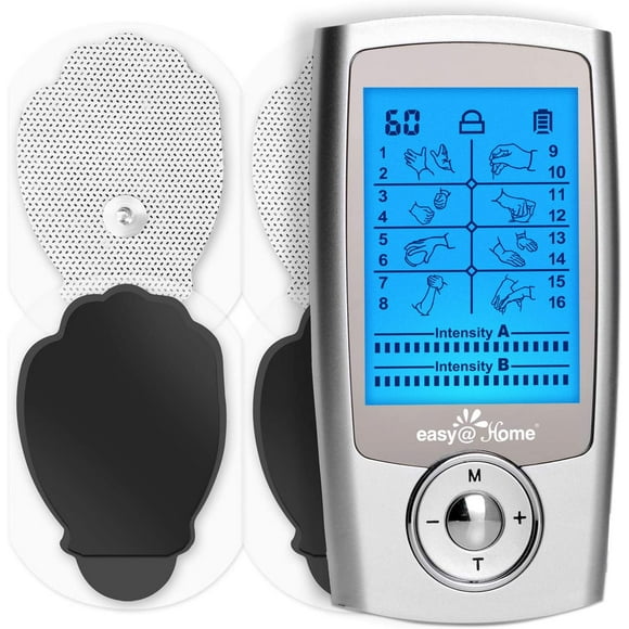 Mini Estimulador Muscular Easy@Home EHE029N Masajeador de Pulso Electrónico 16 Modos Alivio de Dolor Relajación Gris Easy@Home EHE029N