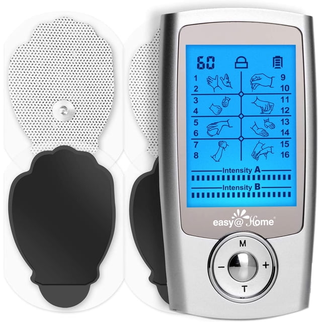 Mini Estimulador Muscular Easy@Home EHE029N Masajeador de Pulso Electrónico 16 Modos Alivio de Dolor Relajación Gris Easy@Home EHE029N
