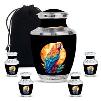 Yatskia Moonlight Colorful Parrot Funeral Urns for Human Ashes Adult Man, Memorial Urn for Adult Ash, Small Memorial Keepsake Urn for Ashes for Women, (Tasty 10 Inch and 3 Inch)