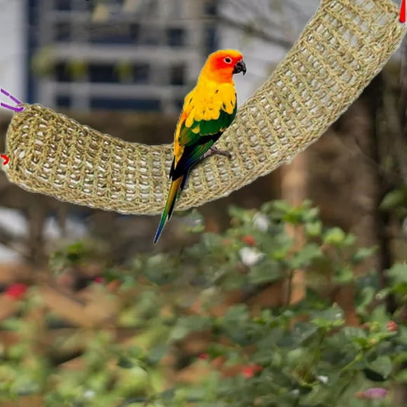 Net Hammock Hanging on Parrot Cage, Parakeet Climbing Rope Ladder Chew Toys for without Bells