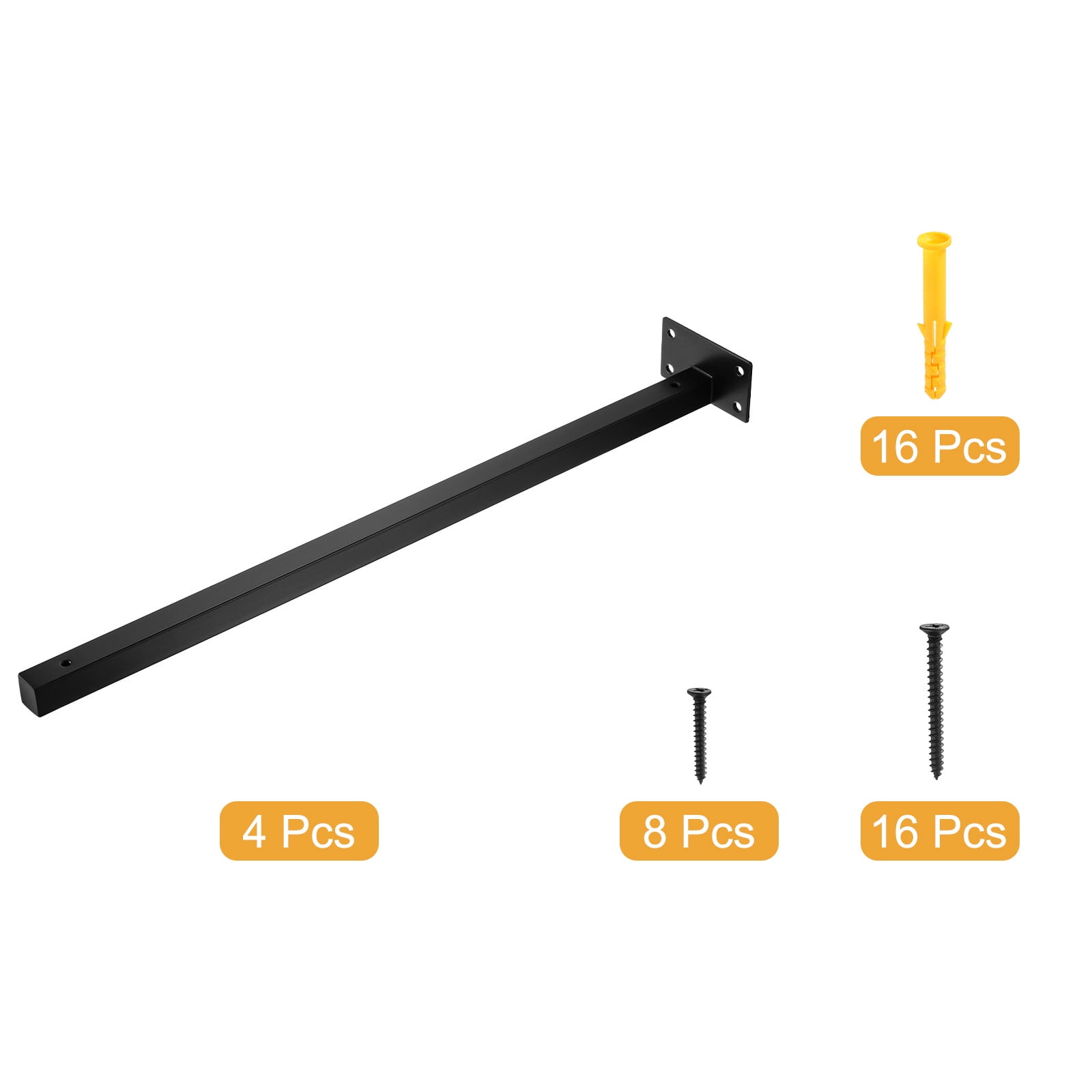 Floating Shelf Bracket,4 Pack 20 Inch Iron Hidden Wall Mounted Shelf Supports (Black)