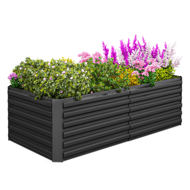 Outdoor Metal Raised Garden Bed,8x4x2ft Planter for Vegetables,Flowers,Herbs w/478 Gallon Capacity,Black - Walmart.com
