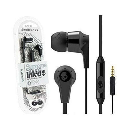 Skullcandy Black / Black   S2IKDY-003 3.5mm Connector Ink'd 2.0 Earbud Headphones with Mic for Samsung Galaxy S7,s8, S9  Note 8, Note 9 and all 3.5mm
