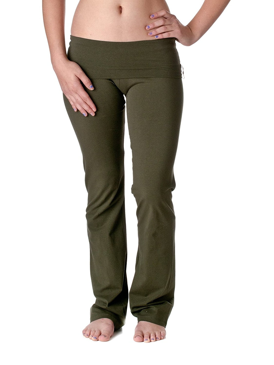 Buy Womens Green Active Foldover Flare Pants at Ubuy Myanmar