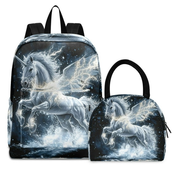 ALAZA Backpack Set Cool Unicorn Elementary School Bags Student BookBag with Lunch Bag