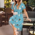 thumbnail image 3 of Balery Cat Fish Vestidos sueltos de manga corta para mujer, vestidos de verano 2025, vestidos casuales de corte A con vuelo., 3 of 6