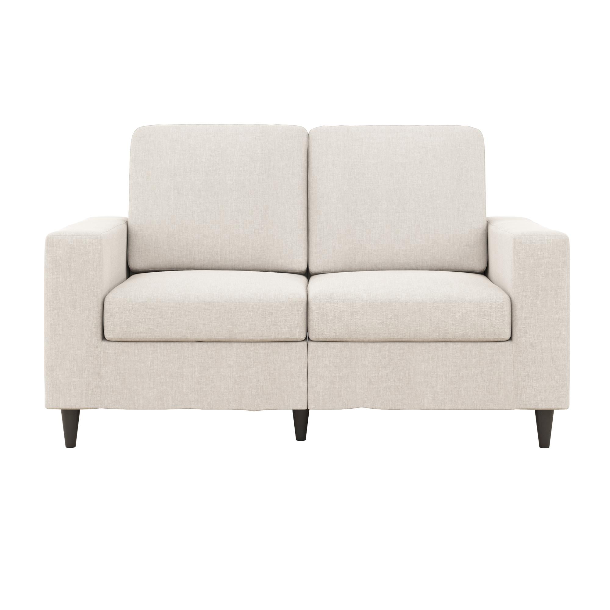 DHP Cooper Loveseat 2 Seater Sofa, Small Couch, Beige Linen