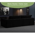 thumbnail image 2 of YVDNHP L Shaped Couch Boneless Modular Sectional Sofa, Comfy Flannel Fabric 2-Seater Deep Seat Cloud Sofa with Footrest, for Living Room, Apartment, Office, No Assembly Required, Black, 2 of 8