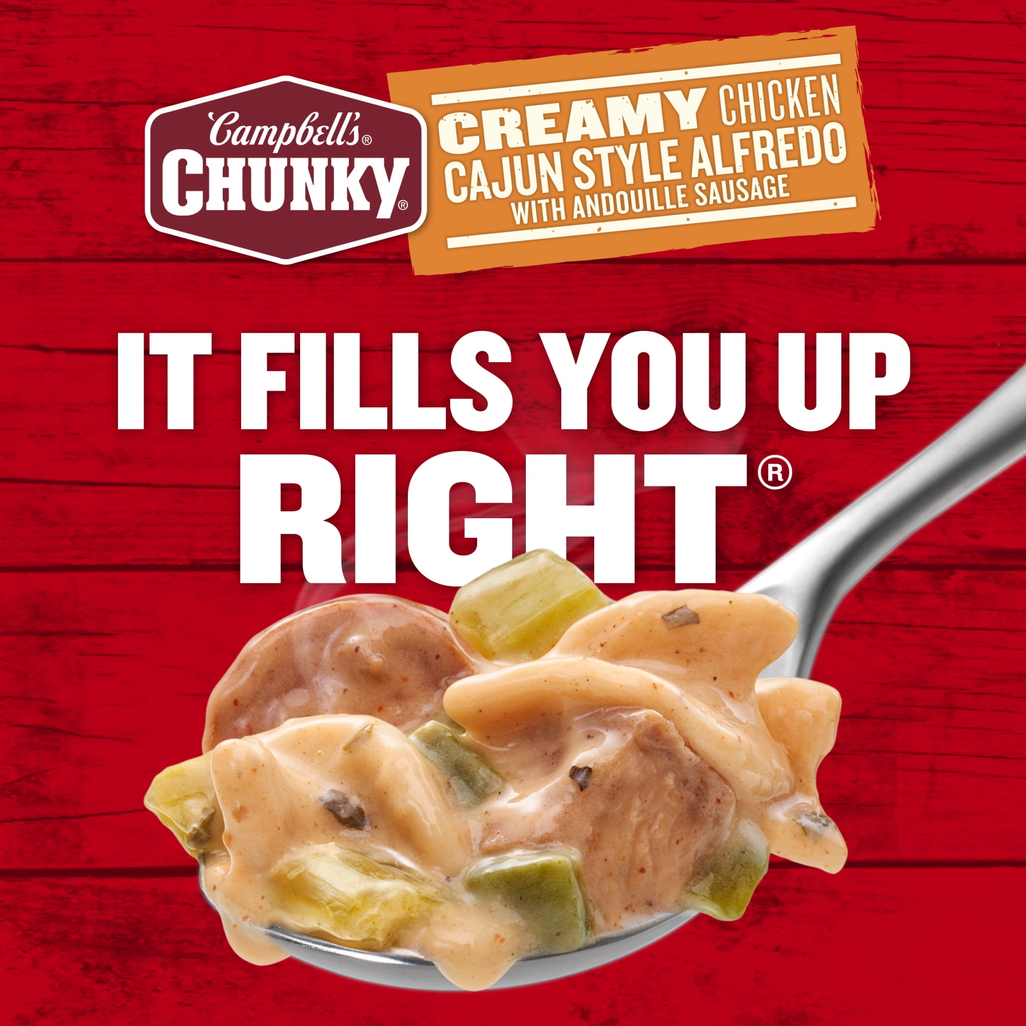 (2 pack) Campbell's Chunky Creamy Chicken Cajun Style Alfredo with Andouille Sausage Soup, 18.8 oz Can