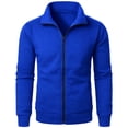 thumbnail image 5 of XRoczxe Men's Full Zip Up Track Jacket, Stand Collar Solid Color Sweatshirt, Casual Long Sleeve Lightweight Coat with Pockets for Spring Fall Daily Wear, 5 of 7