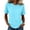 22# Cyan, variant on Womens Tops Summer Short Sleeve Ribbed Trim Crewneck T Shirts Spring Vacation Fashion Clothing Basic Tee Orange S
