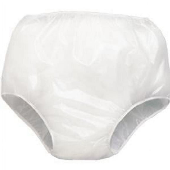 Priva Waterproof Soft Vinyl Pull On Underpants, Incontinence Underpants, White, L, 6 Count