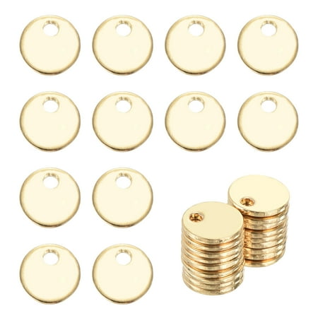 Uxcell 20Pcs Stainless Steel Blank Stamping Tag Engraved Stainless Steel Round Charm Pendant with Holes 6mm/0.24  Gold Jewelry Making Earring